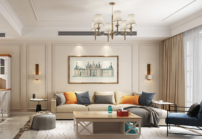 壹号学府135㎡三室两厅美式风格装修案例效果图