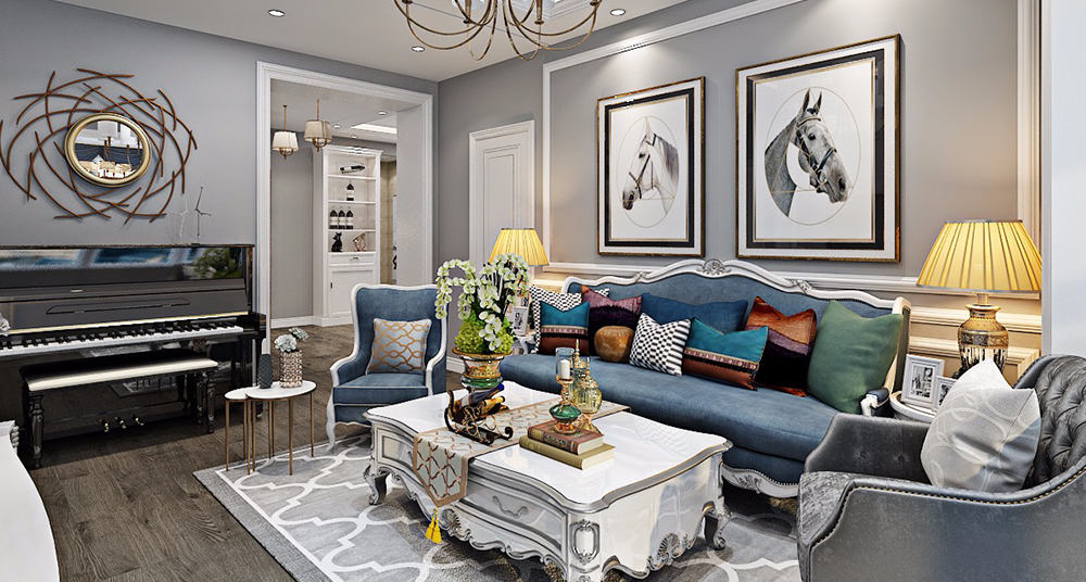 万达城111平方三居室简欧风格设计案例