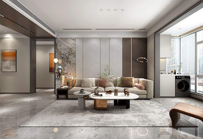 影都壹号127㎡三室两厅意式轻奢风格装修案例效果图