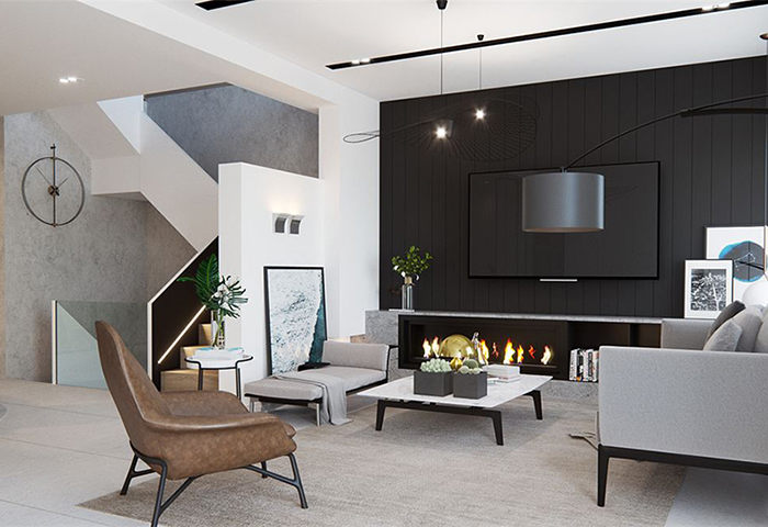 浮山后一小区67平方两居室现代风格设计案例